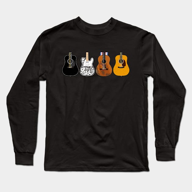 Iconic Country Guitars Long Sleeve T-Shirt by Daniel Cash Guitar